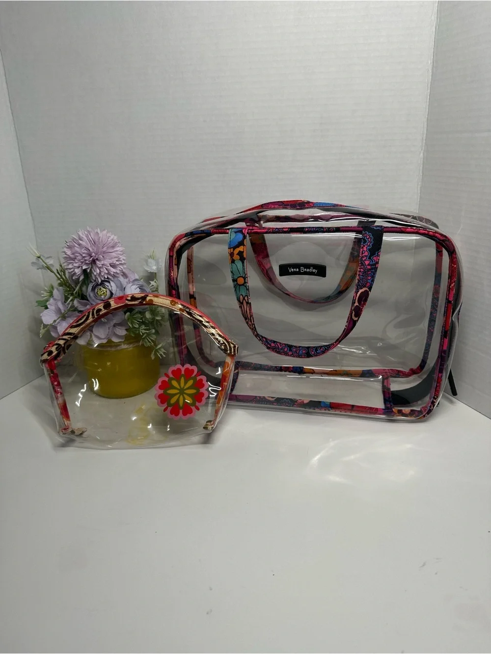 Vera Bradley Clear Travel Tote and Floral-Trim Cosmetic Pouch - Multi
